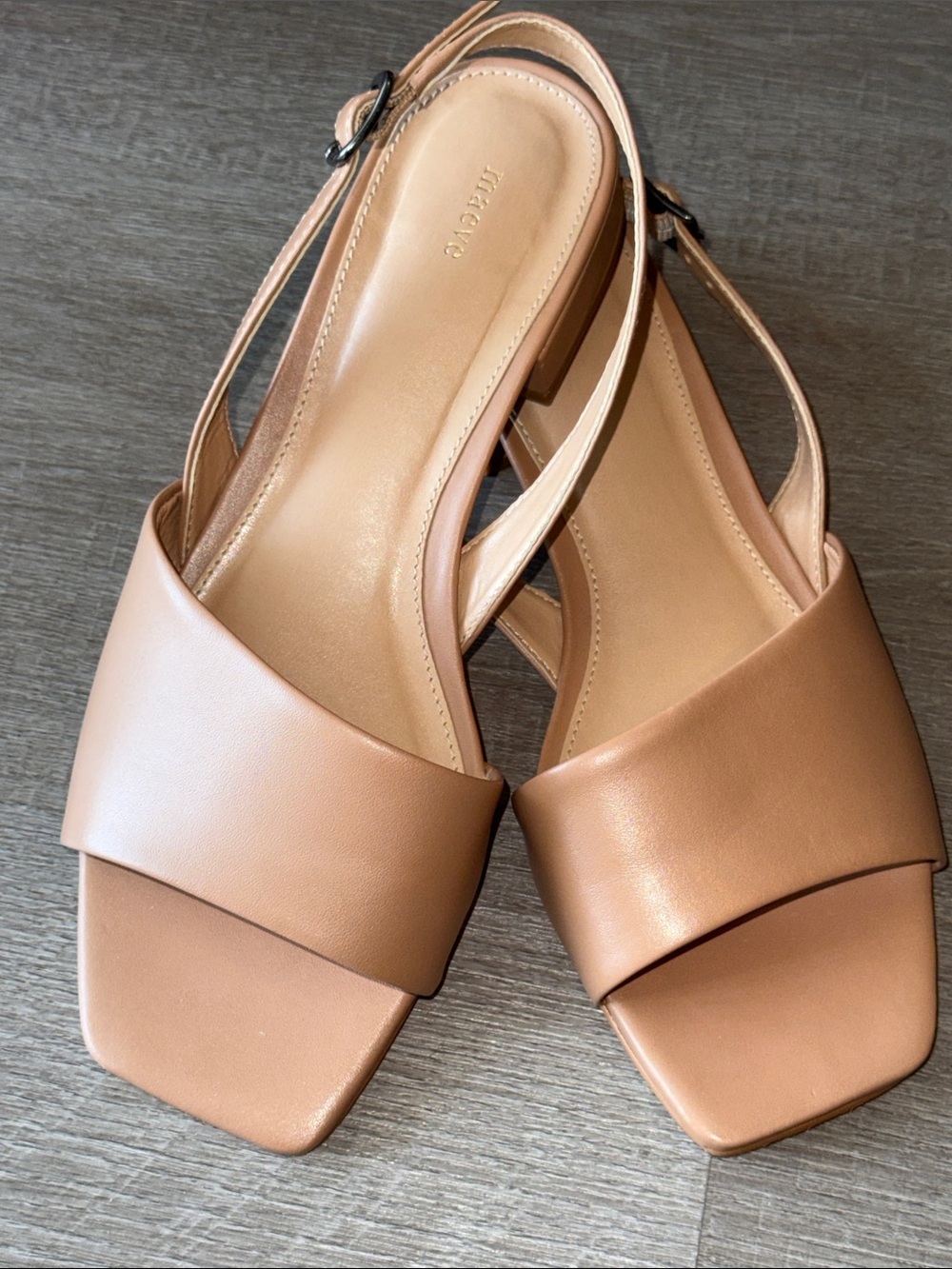 Maeve Anthropologie Asymmetric Slingback Leather Heels Tan Size 37 EUR Us 6.5/7
